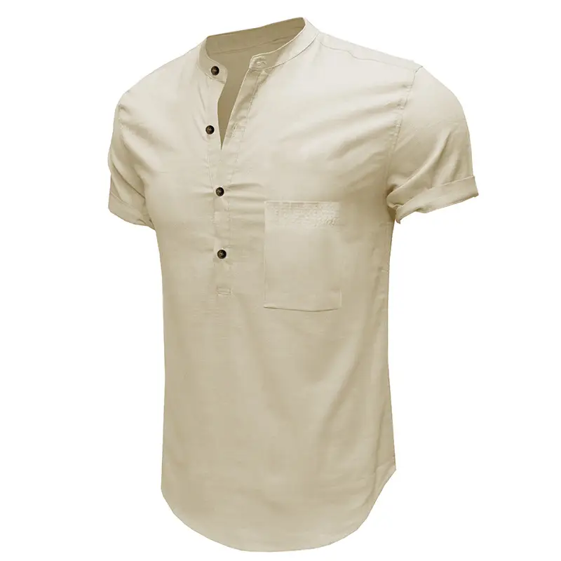 Men's Green Cotton Short Sleeve Shirt with Pocket — feature 28