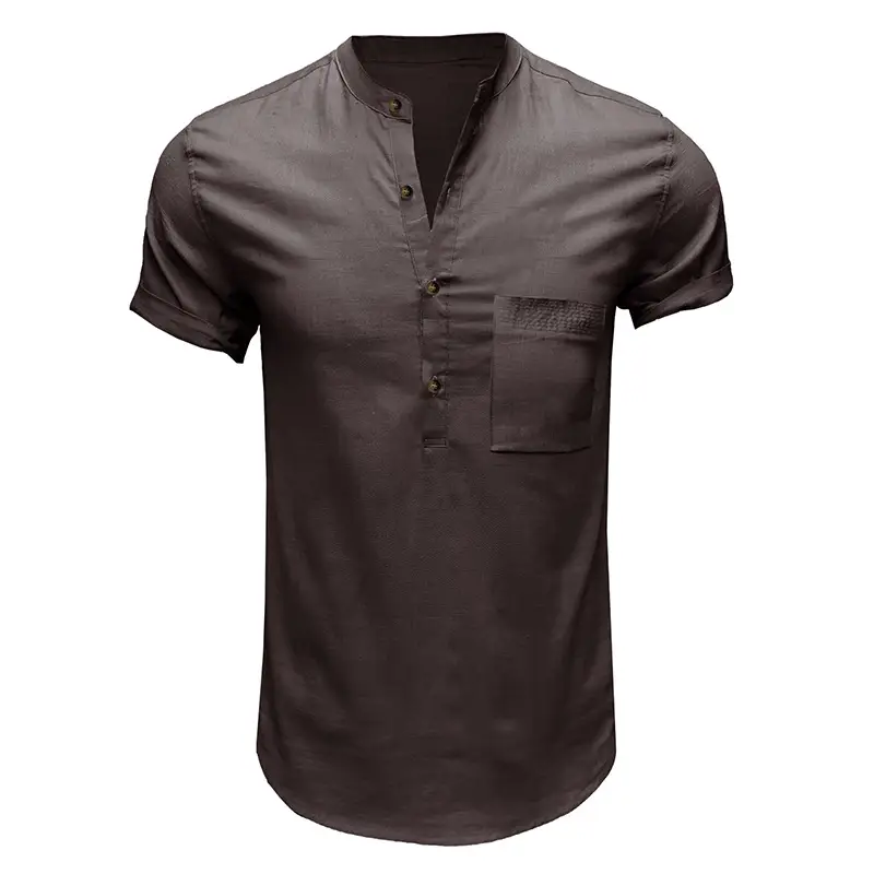 Men's Green Cotton Short Sleeve Shirt with Pocket — feature 31