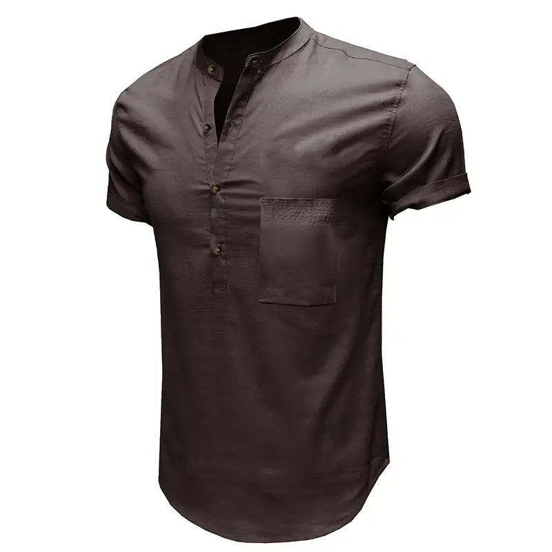 Men's Green Cotton Short Sleeve Shirt with Pocket — feature 32