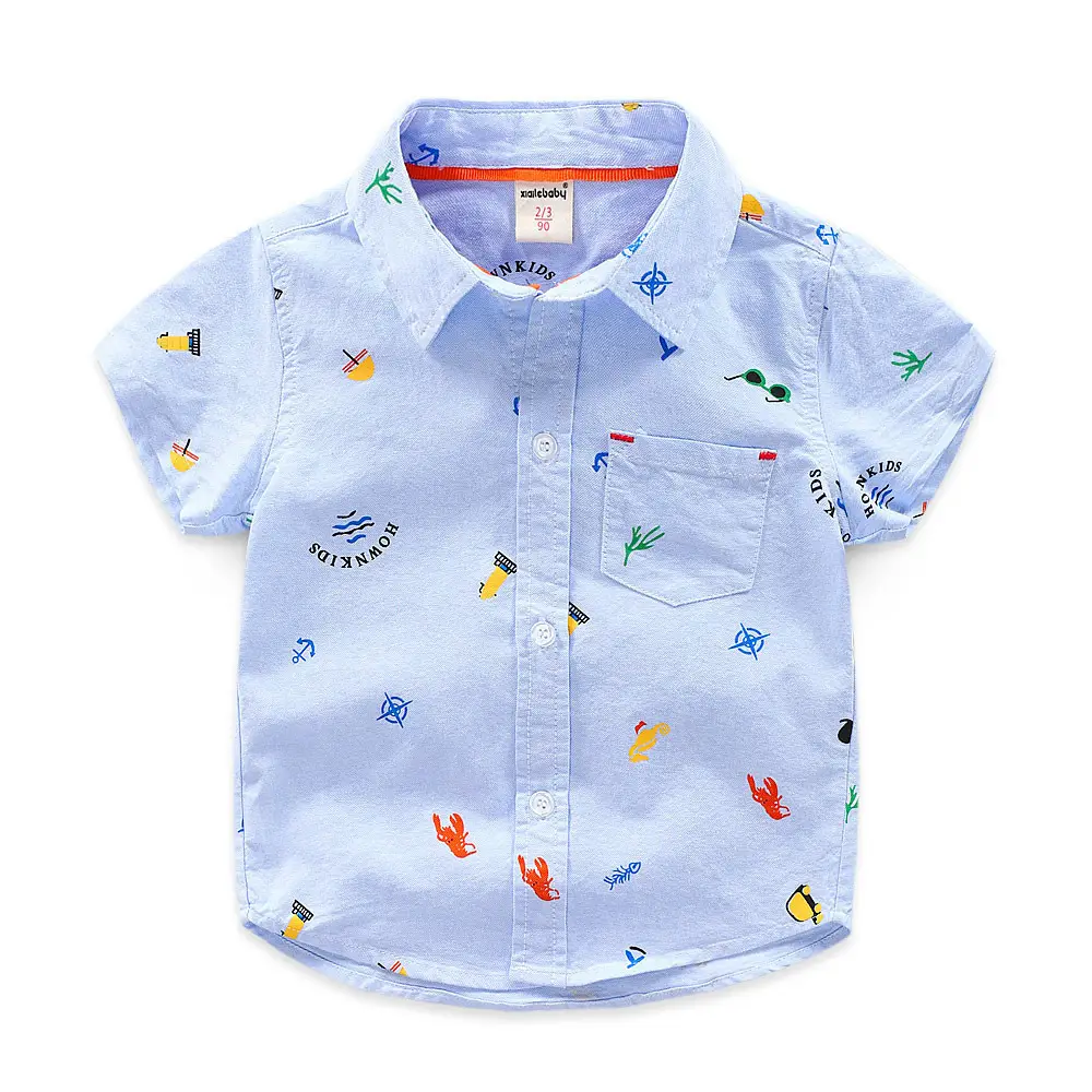 Boys' Cartoon Print Short Shirts 2021 Korean Style - Image 4