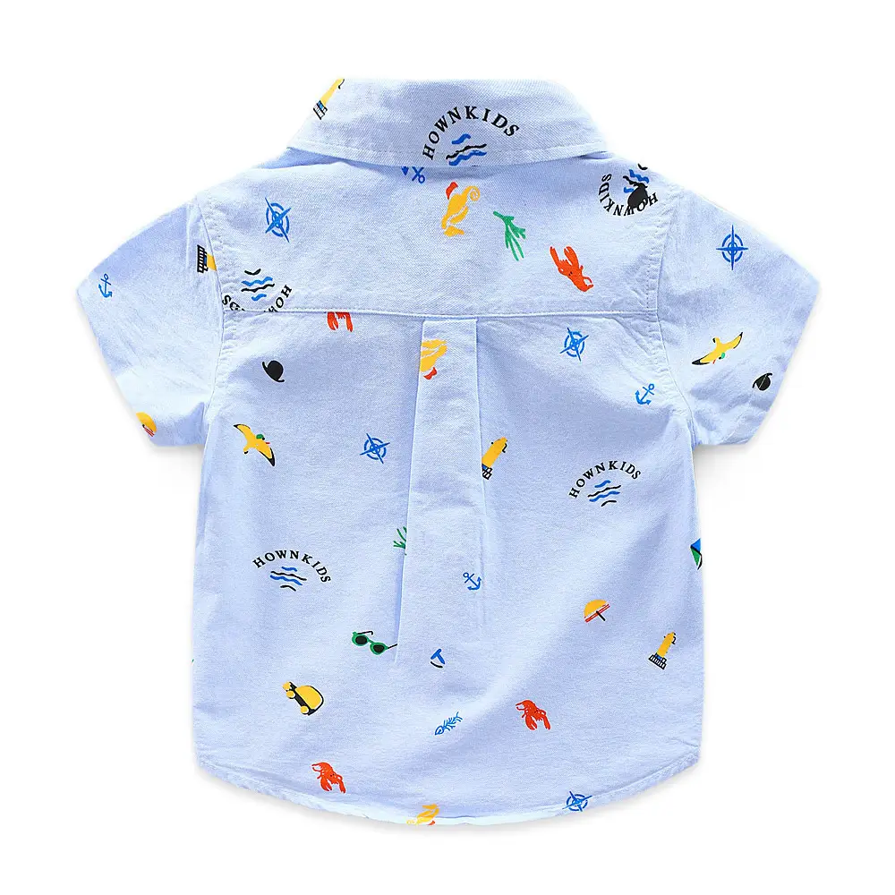Boys' Cartoon Print Short Shirts 2021 Korean Style - Image 6