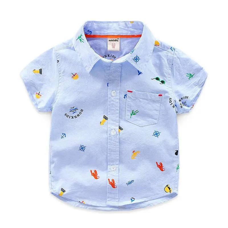 Boys' Cartoon Print Short Shirts 2021 Korean Style - Image 2