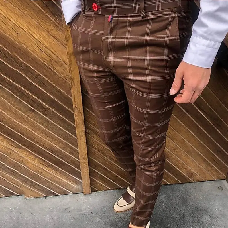 2022 Plaid Men's Casual Trousers Multi-Color Stock - Image 9