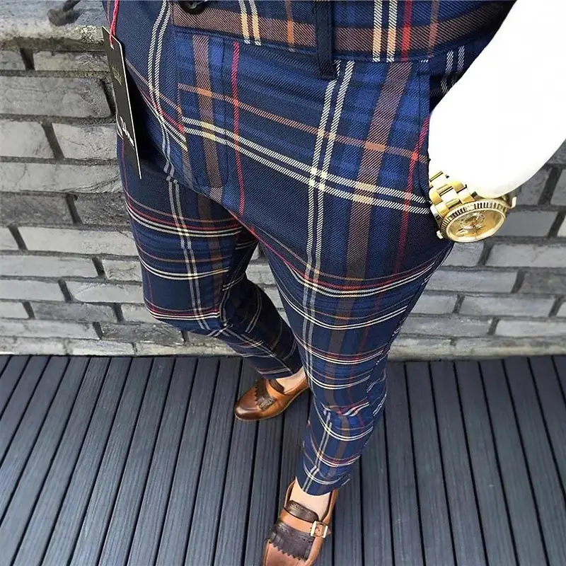 2022 Plaid Men's Casual Trousers Multi-Color Stock - Image 10