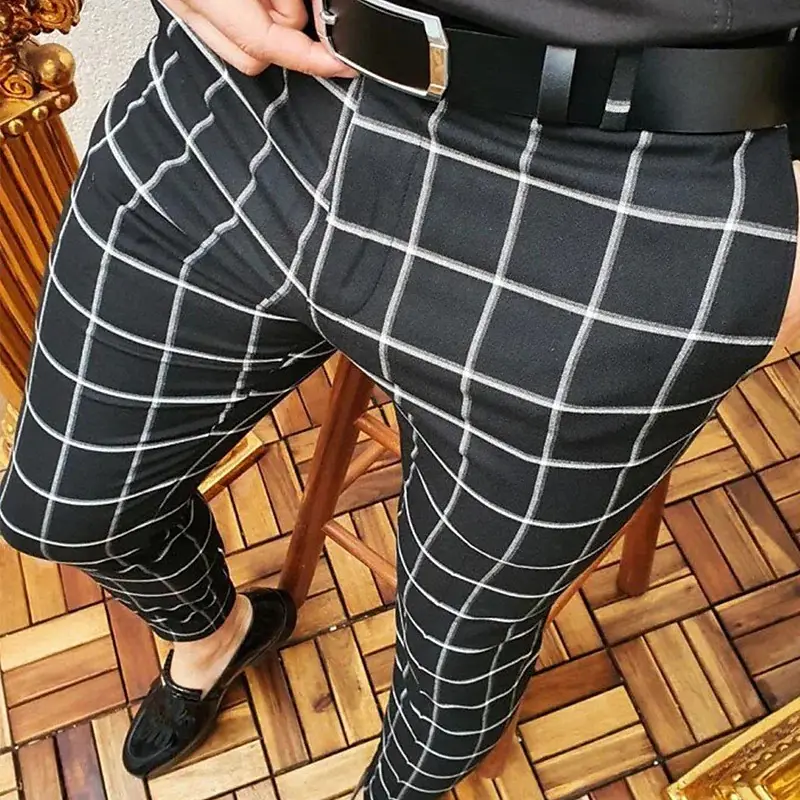 2022 Plaid Men's Casual Trousers Multi-Color Stock - Image 4