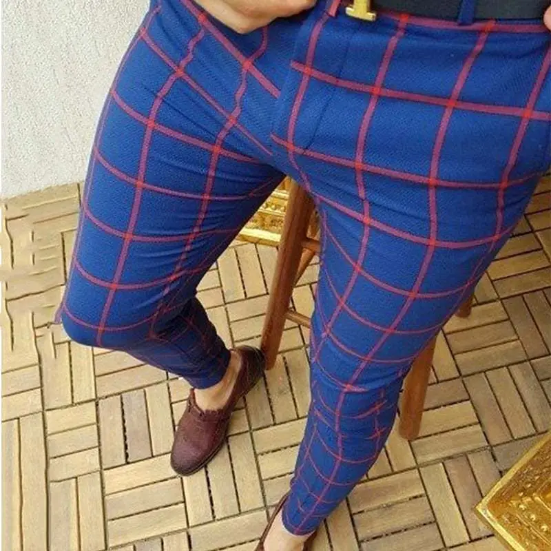 2022 Plaid Men's Casual Trousers Multi-Color Stock - Image 5