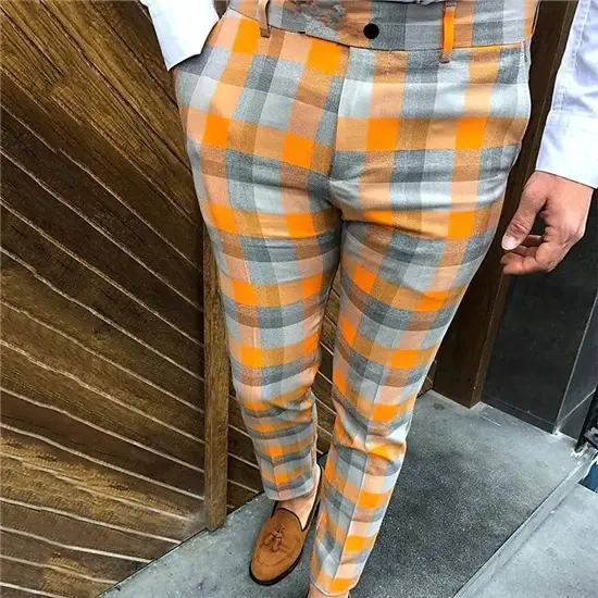 2022 Plaid Men's Casual Trousers Multi-Color Stock - Image 2