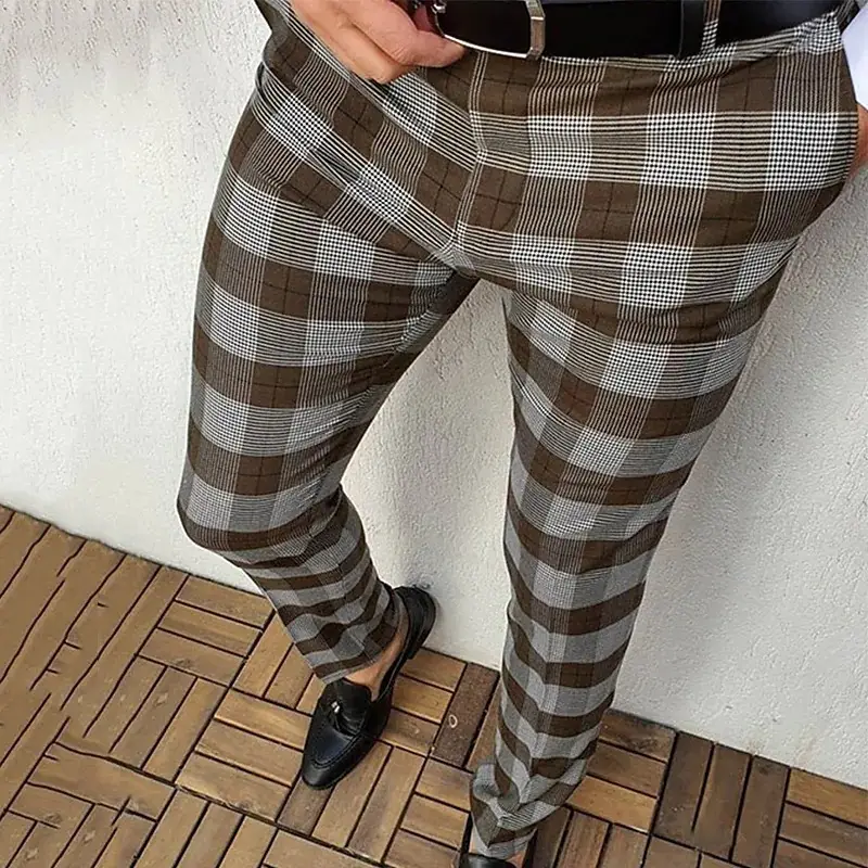 2022 Plaid Men's Casual Trousers Multi-Color Stock - Image 3