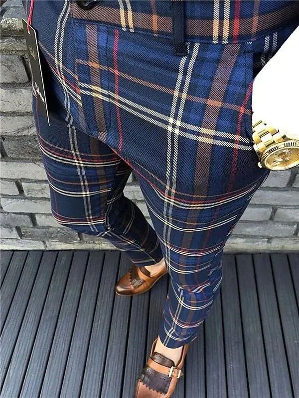 2022 Plaid Men's Casual Trousers Multi-Color Stock - Image 6