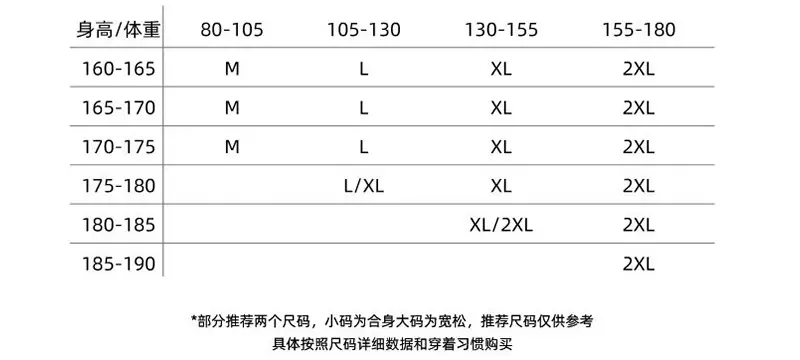 尺码表