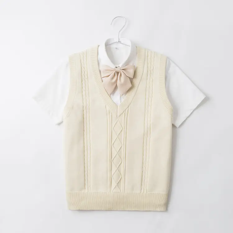 Japanese V-neck Pullover Vest Brown Twist - Image 4