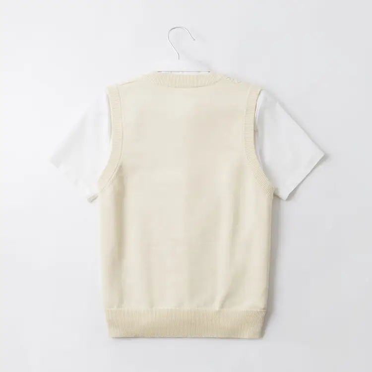 Japanese V-neck Pullover Vest Brown Twist - Image 11