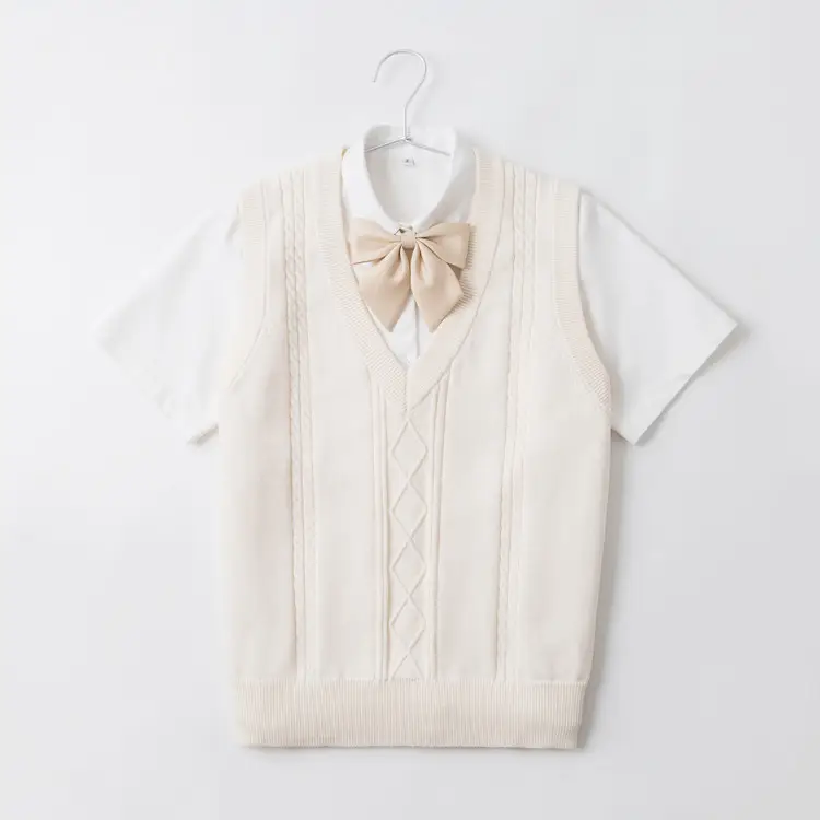 Japanese V-neck Pullover Vest Brown Twist - Image 6