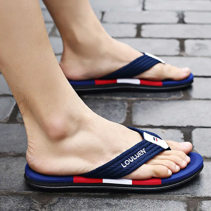 Men Green Boat Strap Flip Flops Summer Outdoor Slippers