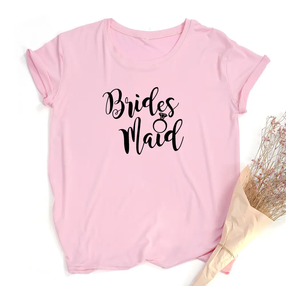 Pink Printed Women's T-Shirt I Do Crew Well Be For You - Image 16