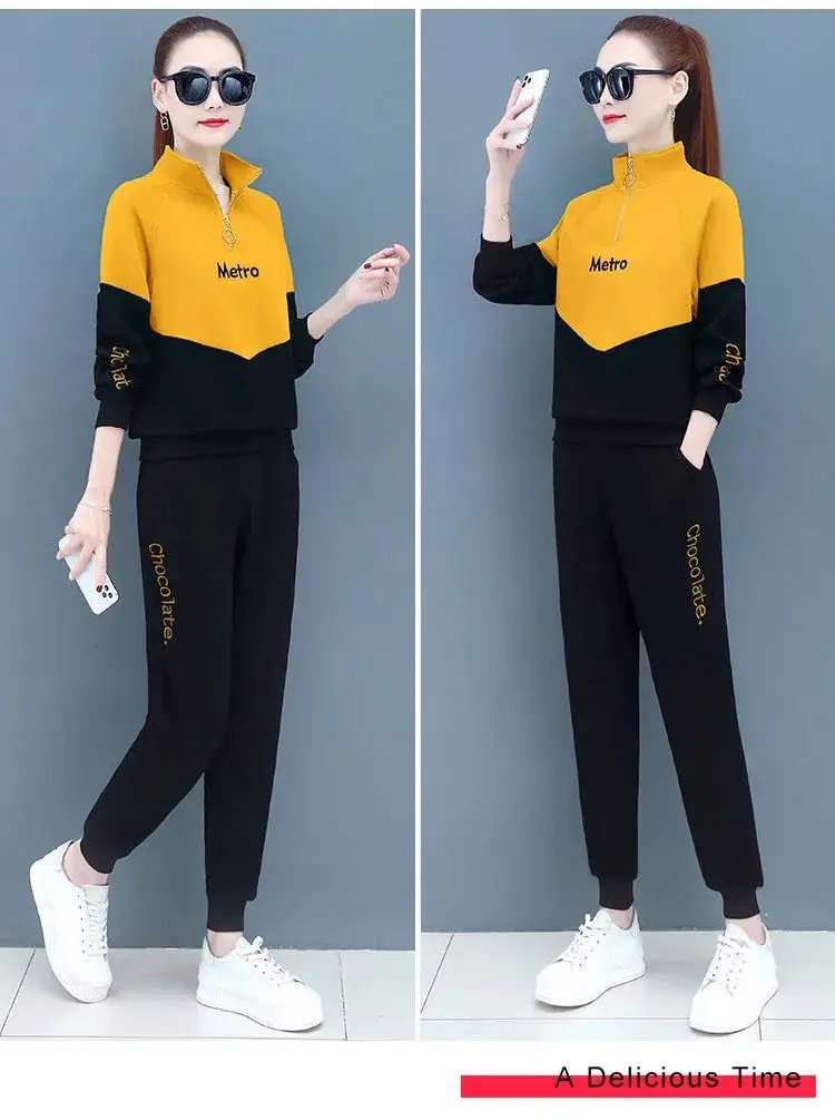 Women 2022 Red Black Slim Fit Track Suit Set — feature 19