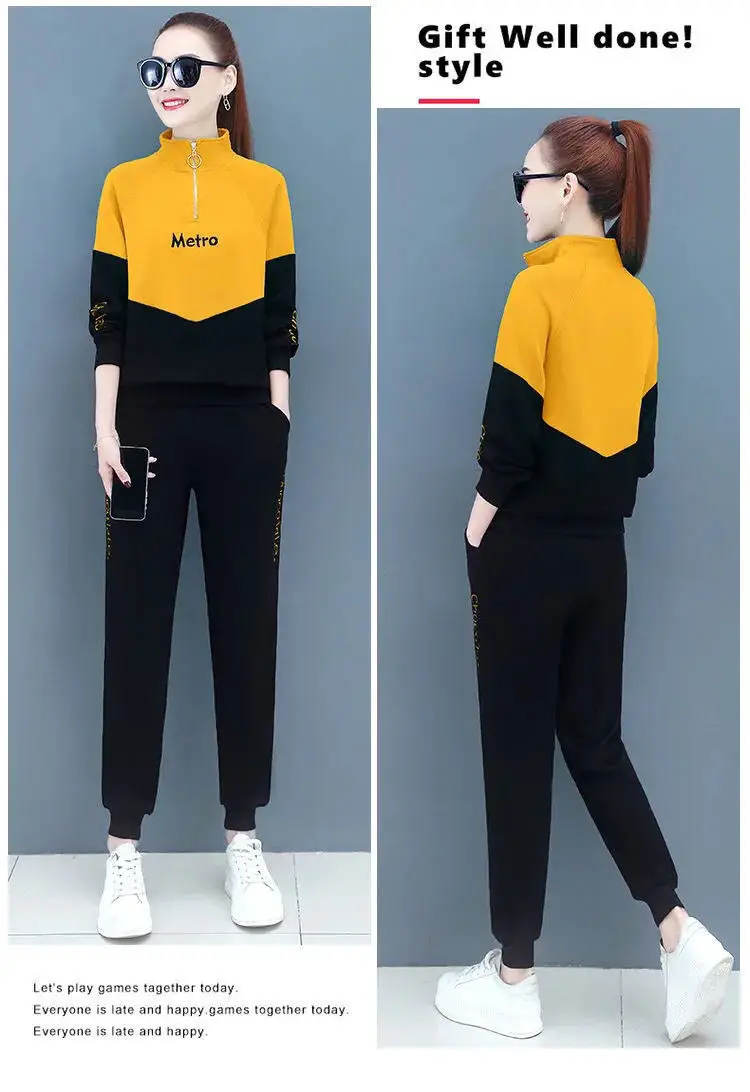 Women 2022 Red Black Slim Fit Track Suit Set — feature 21