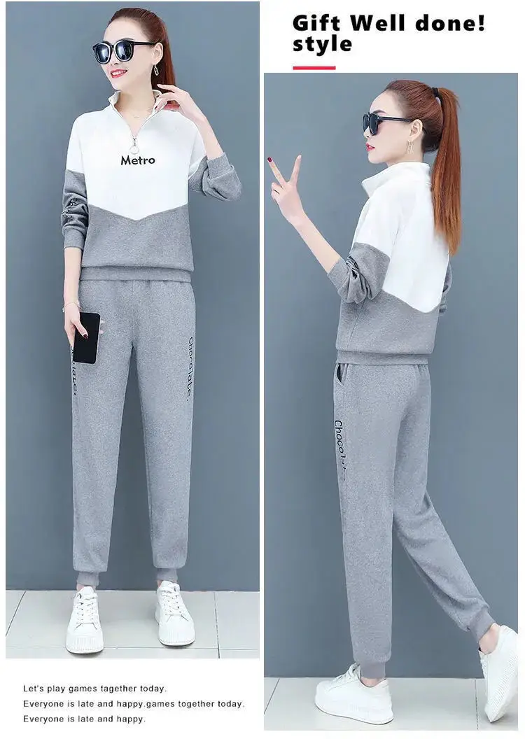 Women 2022 Red Black Slim Fit Track Suit Set — feature 6