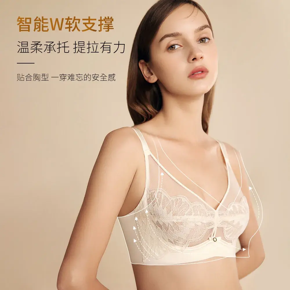 Black Lace Full Cup Bra with Anti-Sagging Design - Image 6