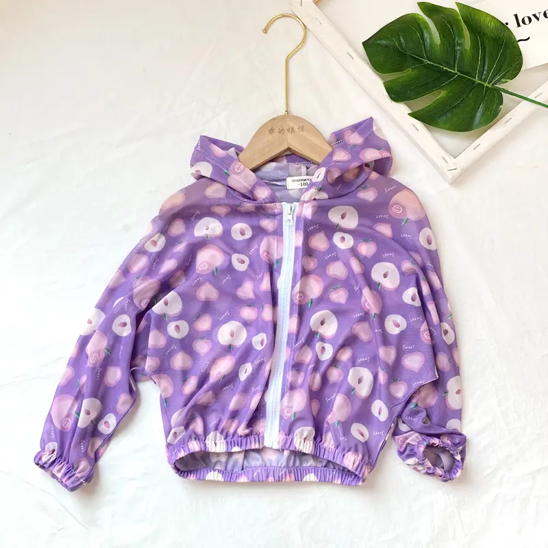 Girls Purple Floral Long Sleeve Sun Protection Top - Image 12