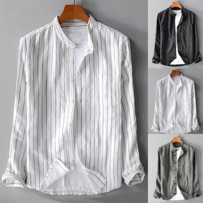 Men's Black Striped Sleeve Shirt 2025 Export - Image 4