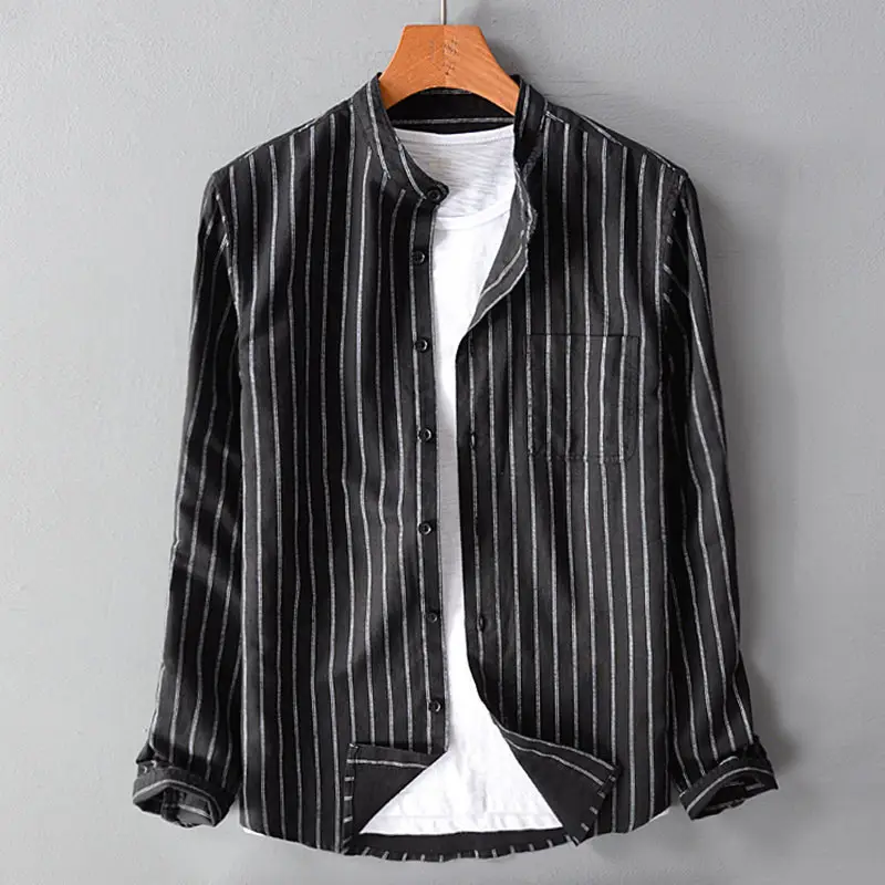 Men's Black Striped Sleeve Shirt 2025 Export - Image 5