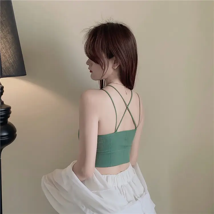 Green Back Camisole Vest for Women with Chest Pad — feature 16