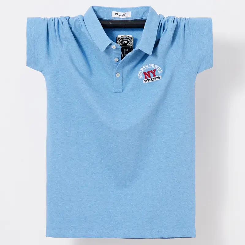Men's Blue Polo T-Shirt Plus Size Large - Image 5