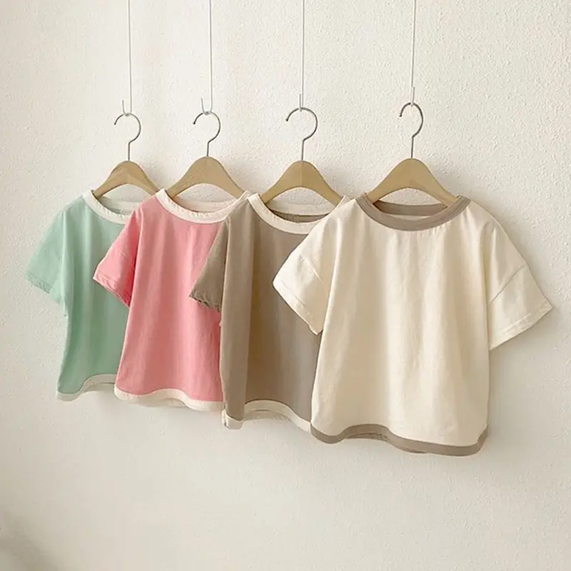 Children's Color-Blocked T-Shirt Summer Toddler Boys Girls - Image 5