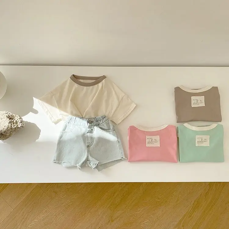 Children's Color-Blocked T-Shirt Summer Toddler Boys Girls - Image 6