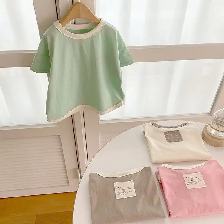 Children's Color-Blocked T-Shirt Summer Toddler Boys Girls - Image 8