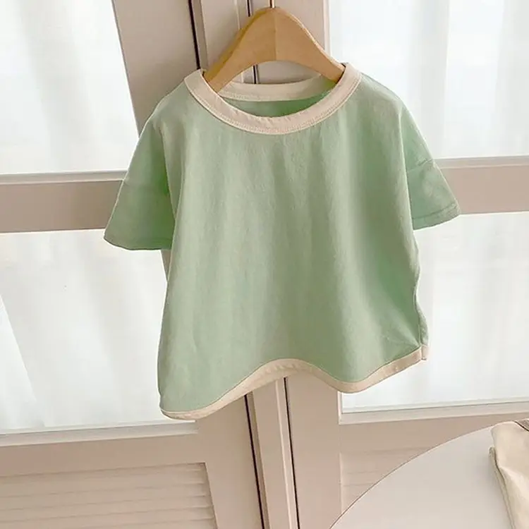 Children's Color-Blocked T-Shirt Summer Toddler Boys Girls - Image 2