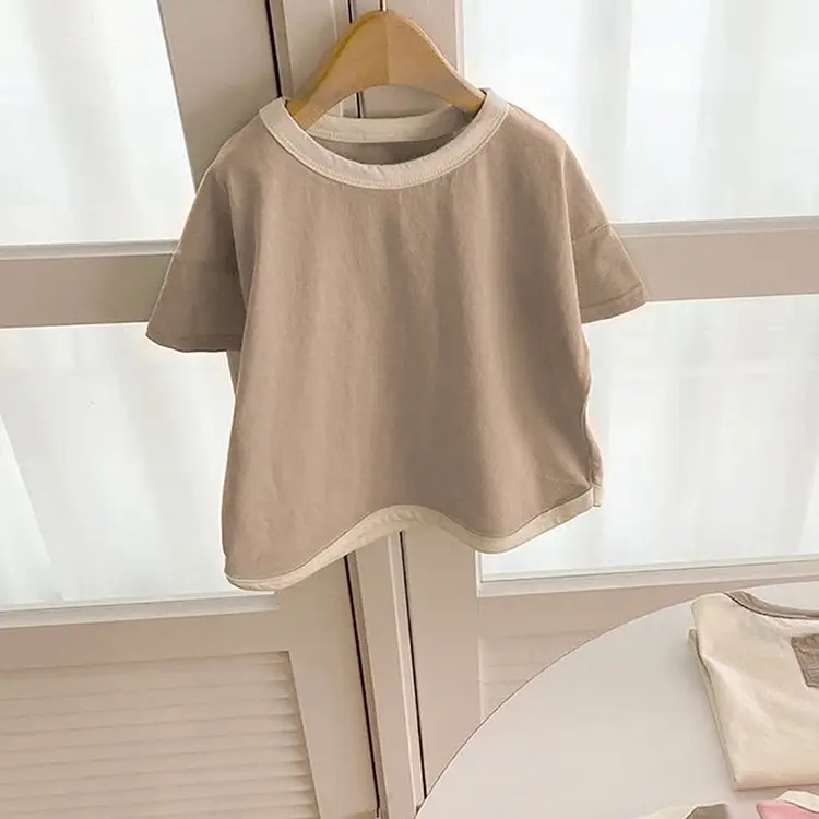Children's Color-Blocked T-Shirt Summer Toddler Boys Girls - Image 3