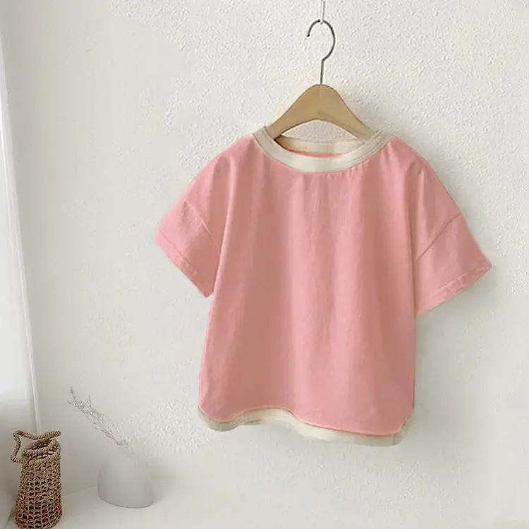 Children's Color-Blocked T-Shirt Summer Toddler Boys Girls - Image 4