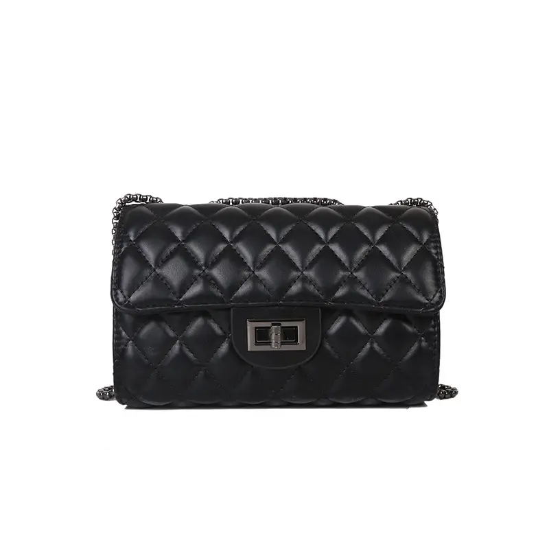 Black Quilted Chain Shoulder Bag for Women - Image 7