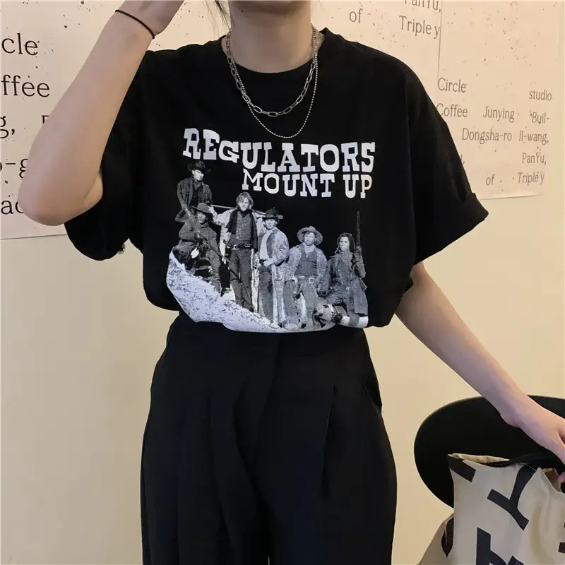 Women Retro American Style Short Sleeve T-Shirt White 2025 — feature 17