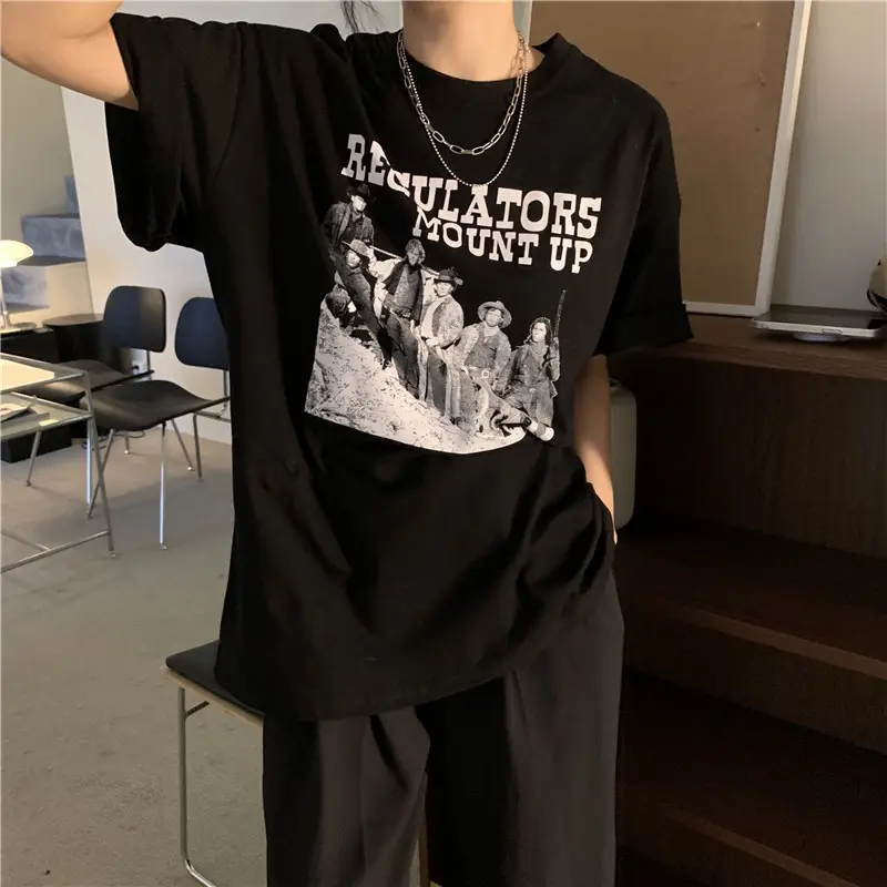 Women Retro American Style Short Sleeve T-Shirt White 2025 — feature 18