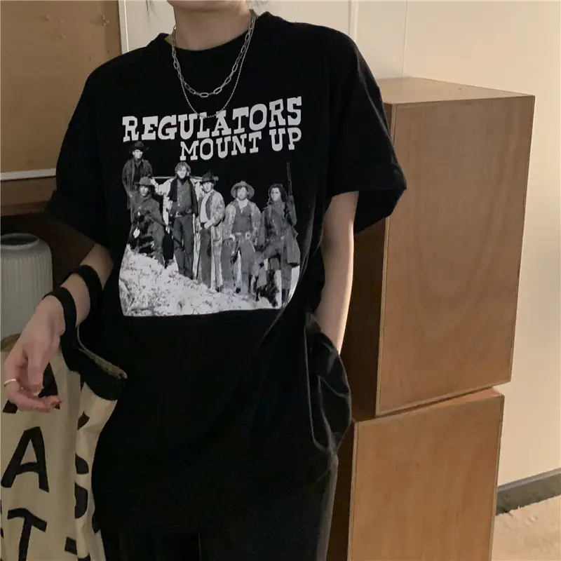 Women Retro American Style Short Sleeve T-Shirt White 2025 — feature 19