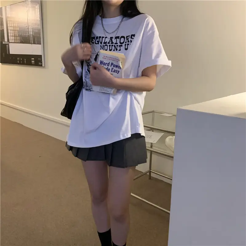 Women Retro American Style Short Sleeve T-Shirt White 2025 — feature 5