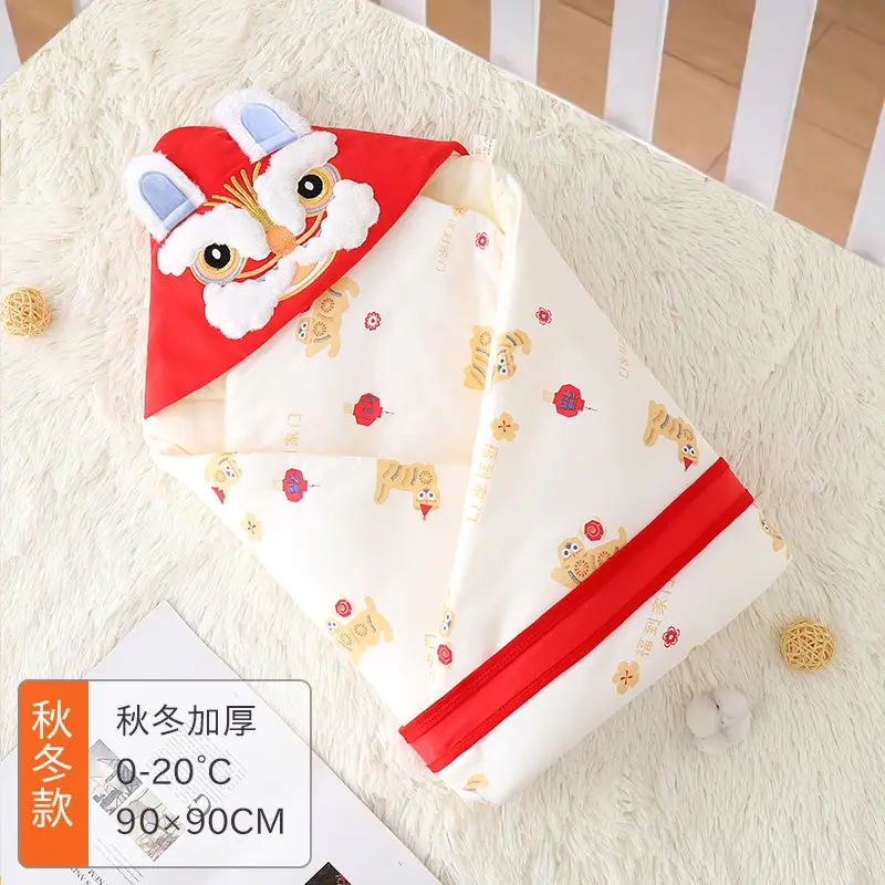 Baby Holding Quilt with Hood Cotton Newborn Warm Blanket - Image 2