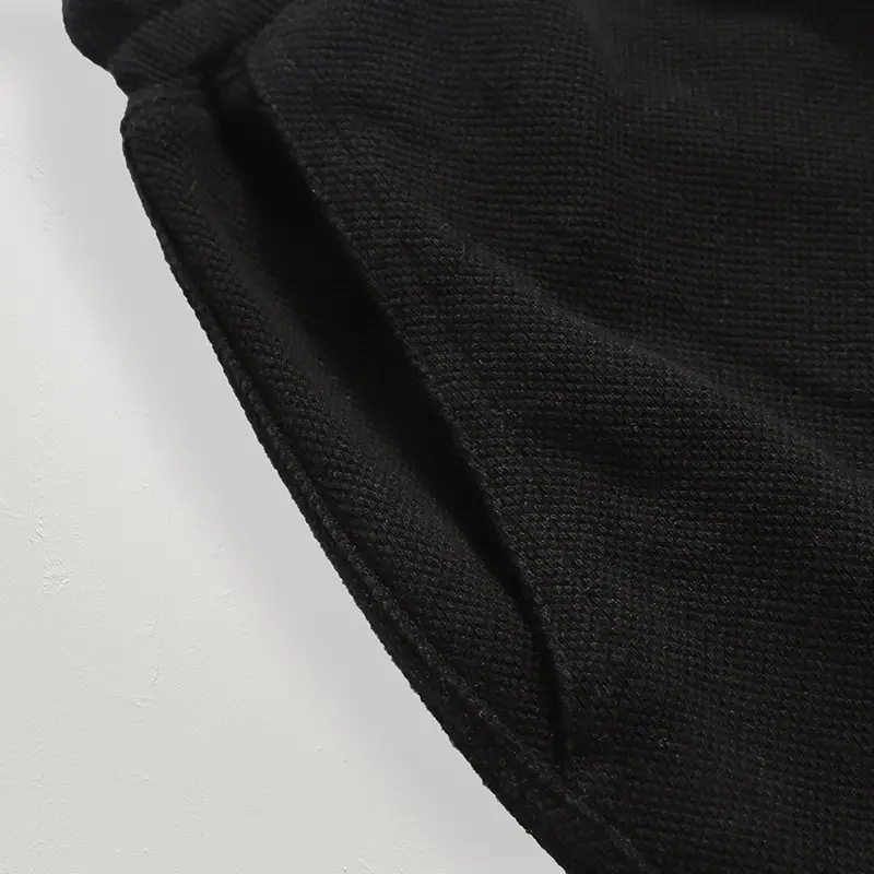 Men Black Tether Waist Cotton Shorts Loose Casual Sports Wear - Image 5