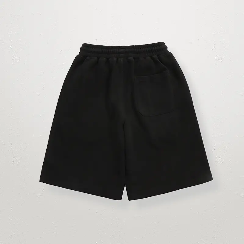 Men Black Tether Waist Cotton Shorts Loose Casual Sports Wear - Image 6