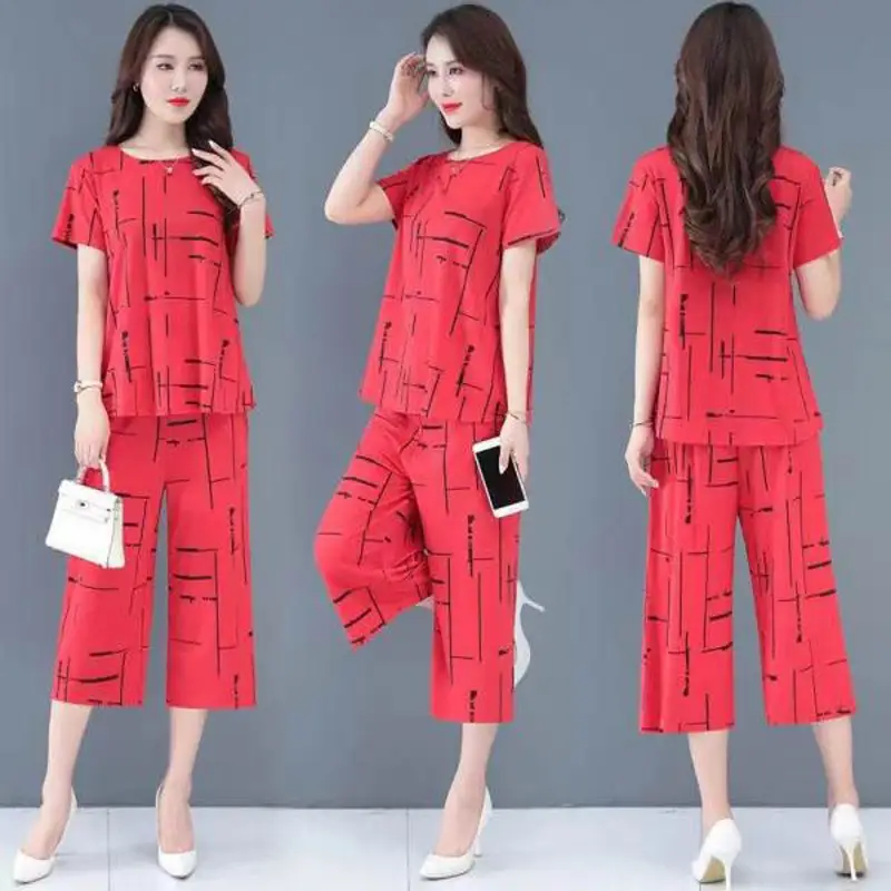 Black White Line Wide Leg Pants Set Large Women - Image 5