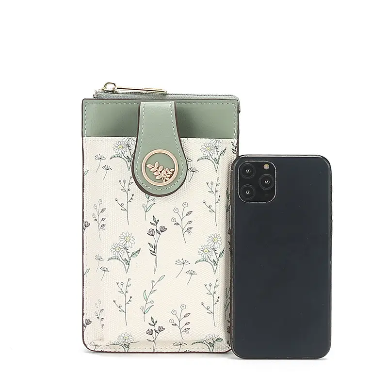 Mobile Phone Coin Bag with Dalmatian Print Brown Leather - Image 15