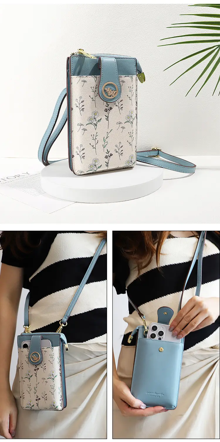Mobile Phone Coin Bag with Dalmatian Print Brown Leather — feature 16