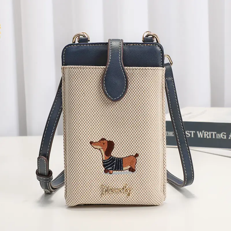 Mobile Phone Coin Bag with Dalmatian Print Brown Leather - Image 8