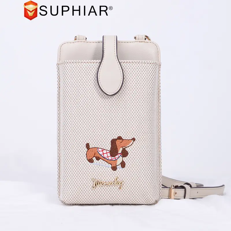 Mobile Phone Coin Bag with Dalmatian Print Brown Leather - Image 9