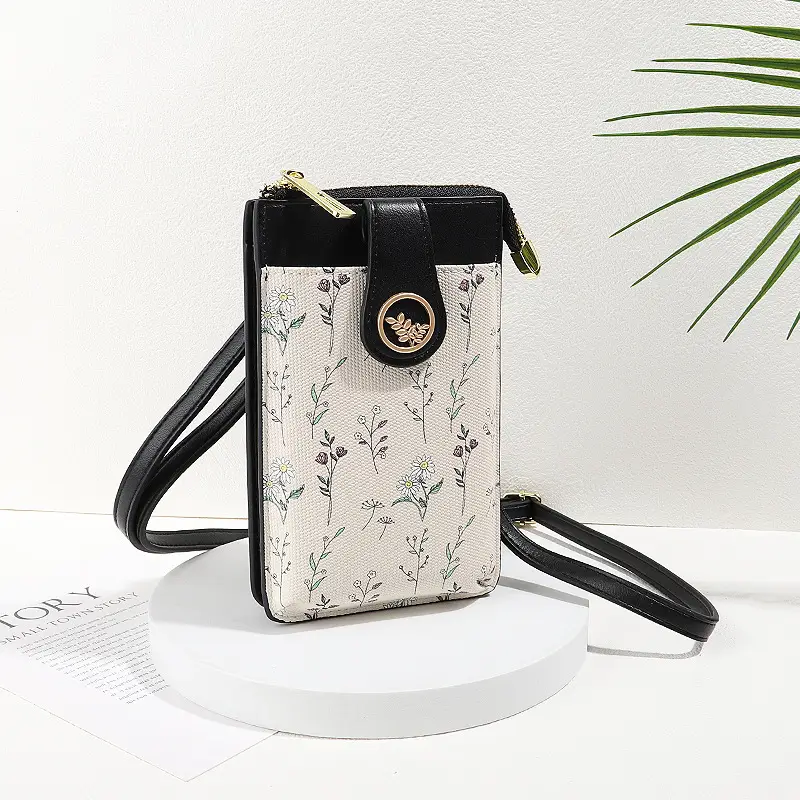 Mobile Phone Coin Bag with Dalmatian Print Brown Leather - Image 2