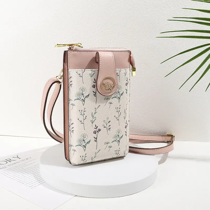 Mobile Phone Coin Bag with Dalmatian Print Brown Leather - Image 3