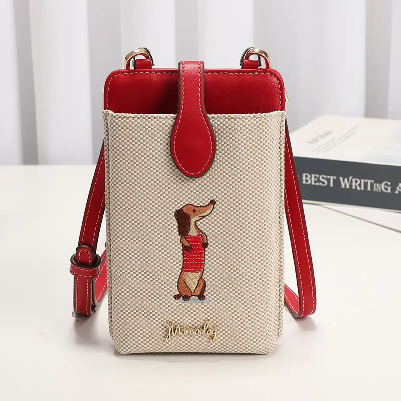 Mobile Phone Coin Bag with Dalmatian Print Brown Leather - Image 5